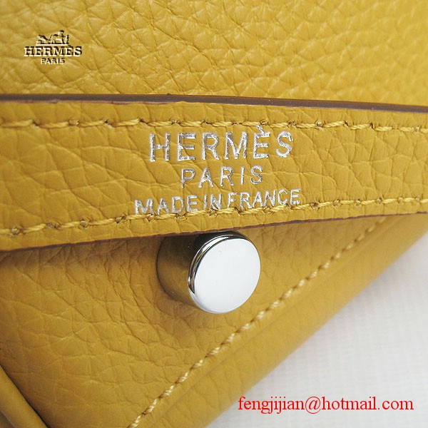 Hermes Kelly 32cm Togo Leather Bag Yellow 6108 Silver Hardware